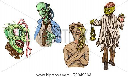 Halloween Avatars - An Hand Drawn Full Sized Illustrations, Pack