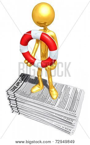 Gold Guy With Life ring On Lease Applications
