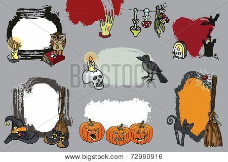 Halloween spooky lebel set.Doodles Design template