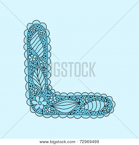 Cute letter L. Floral monogram L