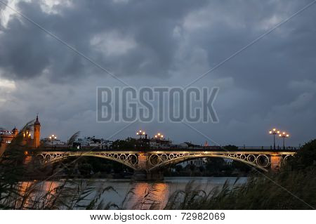 Bridge In Seville (spain) With Cloudy Sky