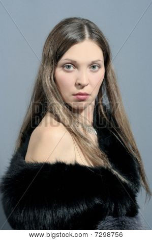 Woman In Black Fur