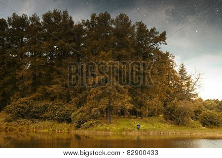 Golden Autumn On The Lake.