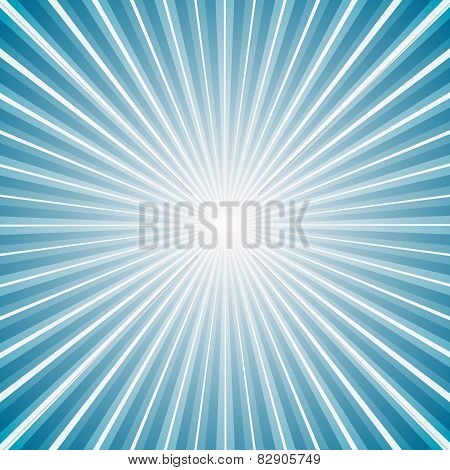 Sunny Vintage Blue and White Background with Retro Rays of Different Transparency plus Blurred Sun i