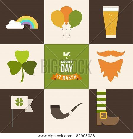 Vecor Set Of St. Patricks Day Illustrations And Design Elements