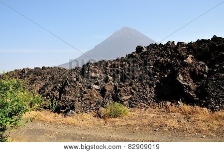 Dried Lava Bed By The Volcano