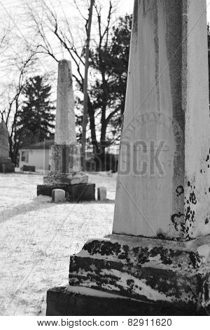 Obelisk Tombstones in Winter