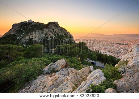 Athens and Lycabettus Hill.