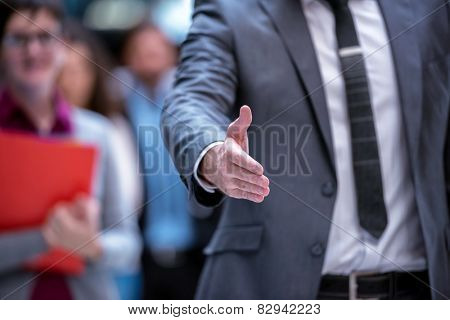 young multi ethnic business people group walking standing and top view