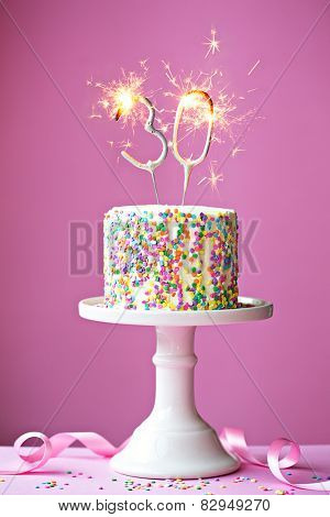 30th birthday cake with sparklers