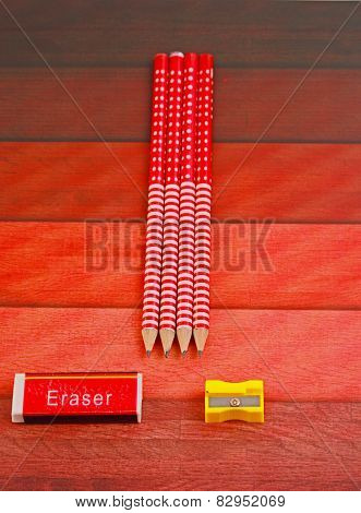 Pencils Erasure And Sharpener