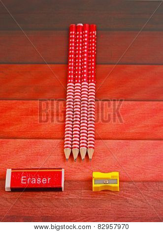 Pencils Erasure And Sharpener