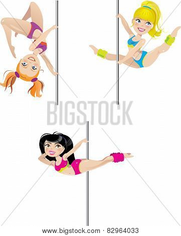 Cartoon pole dancers