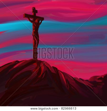 Jesus Christ Crucifiction vector illustration   painted