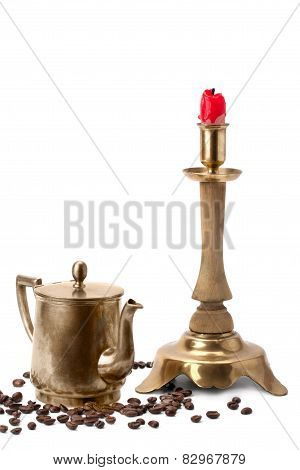 Antique Candle Holder, Coffee Pot