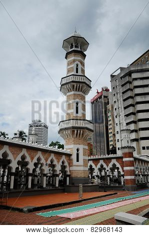 Minaret of Kuala Lumpur Jamek Mosque in Malaysia