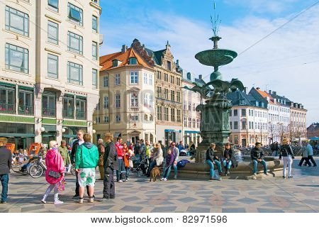 Denmark. Copenhagen. Fountain Stork