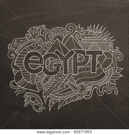 Egypt hand lettering and doodles elements background