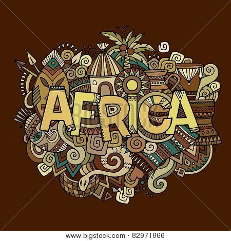 Africa hand lettering and doodles elements background
