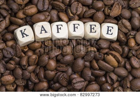 Coffee beans with letters