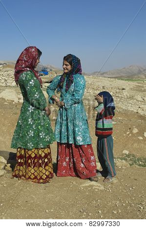 Young women talk circa Isfahan, Iran