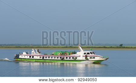 Express Boat On The Kaladan River, Myanmar