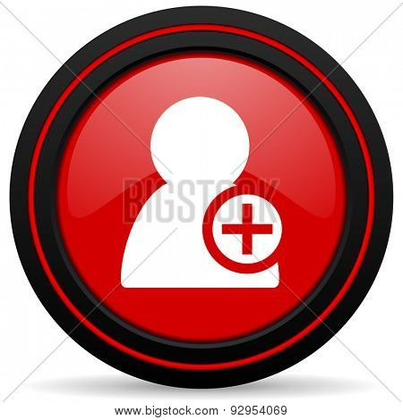 add contact red glossy web icon 