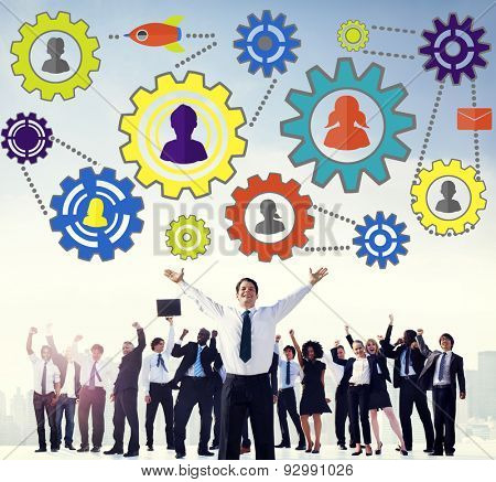 Team Functionality Industry Teamwork Connection Technology Concept