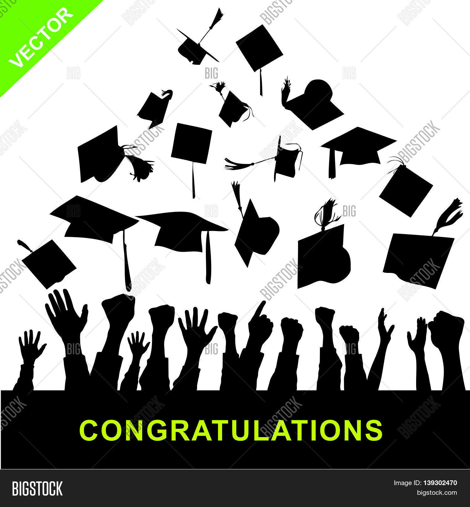 Graduation Silhouettes Premium Vector
