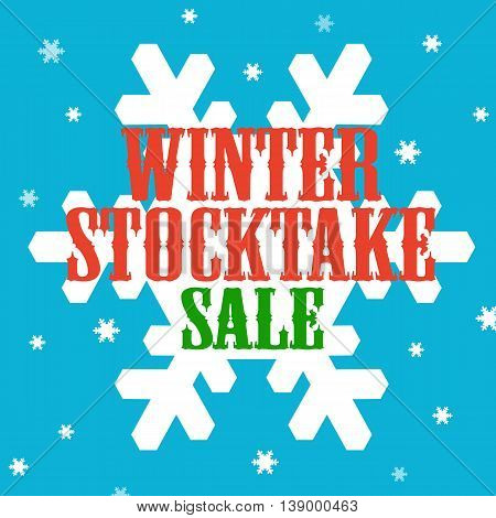 Background with text Winter Stocktake-Sale, vector illustration