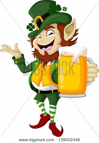 Happy Leprechaun with beer for you design