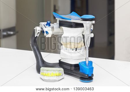 Technical shots of model on a dental prothetic laboratory