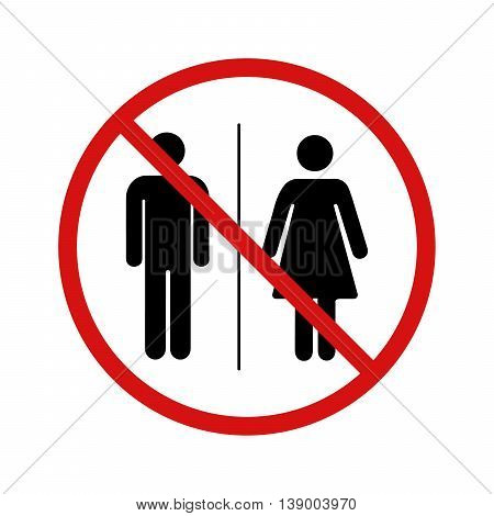 No toilet forbidden sign isolated on white