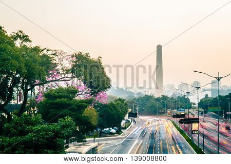 Rainy And Foggy Day At Avenue 23Th Of May (avenida 23 De Maio) In Sao Paulo, Brazil