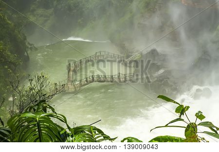 Landscape mist under waterfalls in the highlands create poetic beauty when watching
