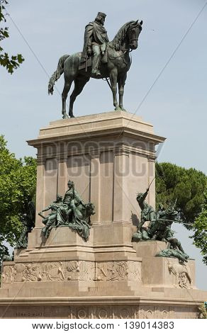 Garibaldi Monument on Janiculum Hill in Rome Italy