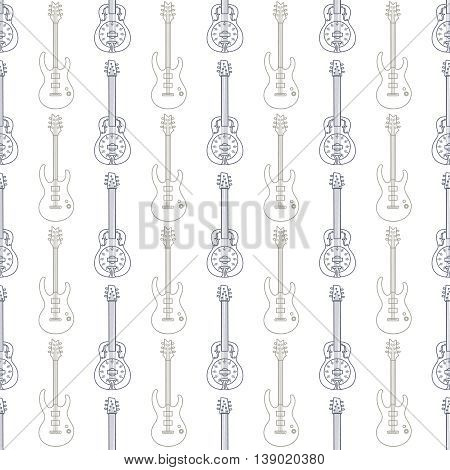 Music seamless pattern with pastel colors guitars vector