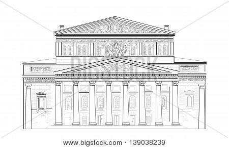 Facade with columns of the Bolshoi Theater in Moscow, Russia