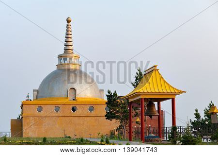 Attractions on site for a Buddhist temple. Datsan Rinpoche Bagsha on Bald Mountain in Ulan-Ude, Buryatia, Russia.