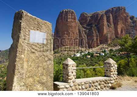 Rock spires known as Mallos de Riglos, Huesca, Aragon, Spain