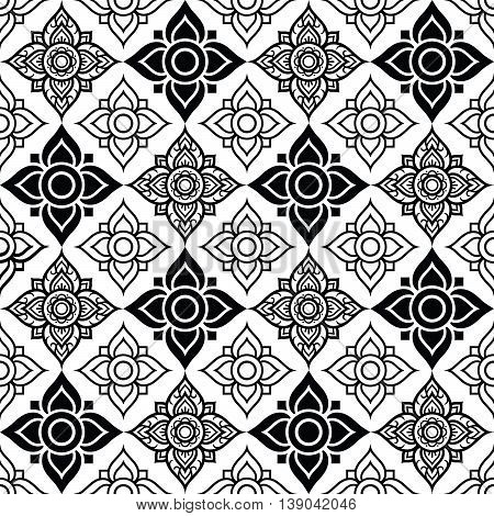 Seameless Thai pattern with tradional flower shapes
