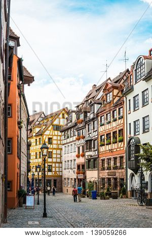 NUREMBERG, GERMANY - July 6, 2016. Street view of Nuremberg Cityscape, It is the second-largest city in Bavaria, GERMANY