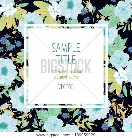 Flower invintation template. Greeting card. Flowers invitation design template to celebration with flower decoration vector illustration. Vintage flowers in modern style. Flowers card for romantic and wedding design. Flowers background. Card with flowers.