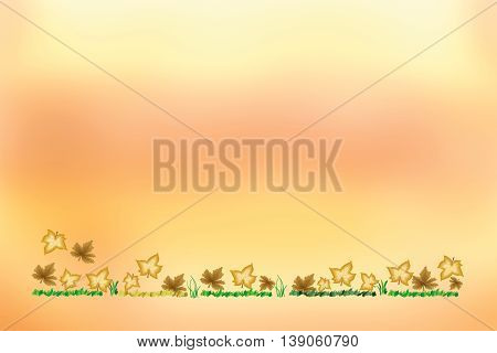 Autumn colorful leaves on ground as background - space for your text