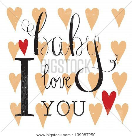Vector Valentines day card with vintage lettering background