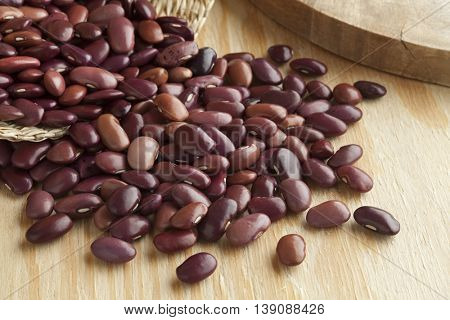 Heap of large dried Ayuate Morado beans