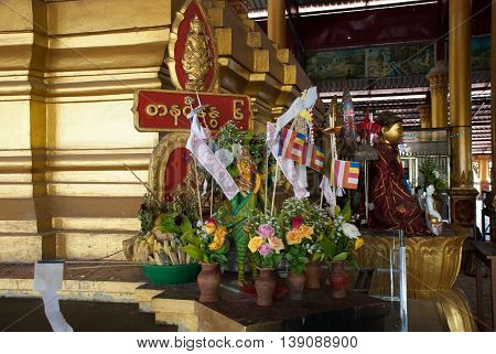 Interior. Pagoda In The Town Of Bago, Pegu. Myanmar. Burma.