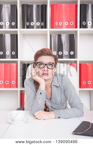 Bored Business Woman. Overwork Concept