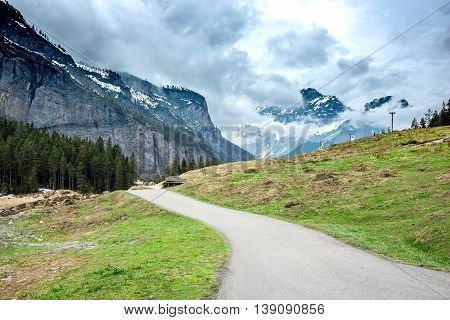 Scenic View Along the Way to Oeschinensee Lake - Kandersteg Switzerland