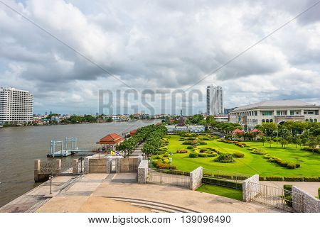 View of Chao Praya River from Rama 8 Bridge - Bangkok Thailand